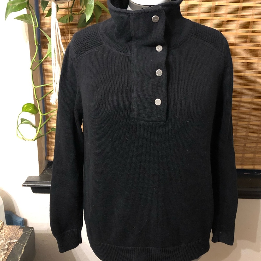 Ralph Lauren Black Sweater with button closure for neck.  Size Large